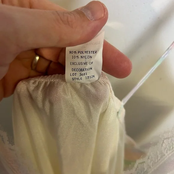 Vintage Slip midi Dress Size L V-Neck Pastel tones Grandmacore Lightweight - Picture 9 of 11